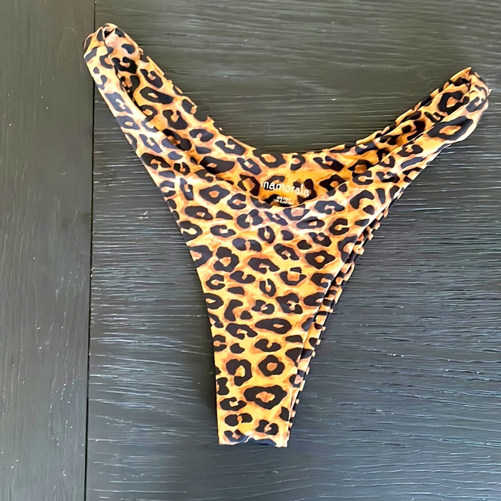 Leopard high cut bikini bottoms